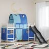 vidaXL Kids'Loft Bed Frame with Curtains, Arch, Slide White and Blue