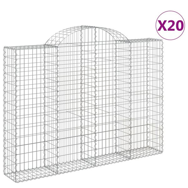 vidaXL Arched Gabion Baskets 20 pcs 200x30x140/160 cm Galvanised Iron