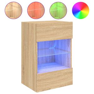 vidaXL TV Wall Cabinet with LED Lights Sonoma Oak 40x30x60.5 cm