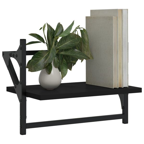 vidaXL Wall Shelves with Bars 2 pcs Black 40x25x30 cm