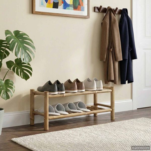 vidaXL Shoe Rack with Shelf Natural 68 x 28 x 30 cm Bamboo