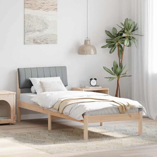 vidaXL Bed frame Brown and light grey 80 x 200 cm Solid pine wood