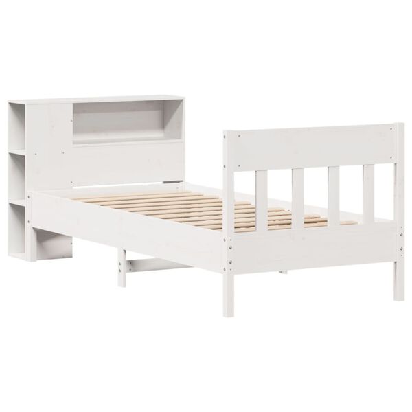 vidaXL Bookcase Bed without Mattress White 90x200cm Solid Wood Pine