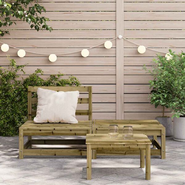 vidaXL Garden Sofa Armless with Footstool Impregnated Wood Pine