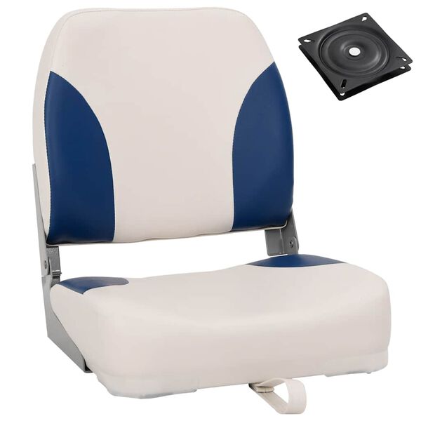 vidaXL Foldable Boat Seat 1 Set with Blue-white Pillow