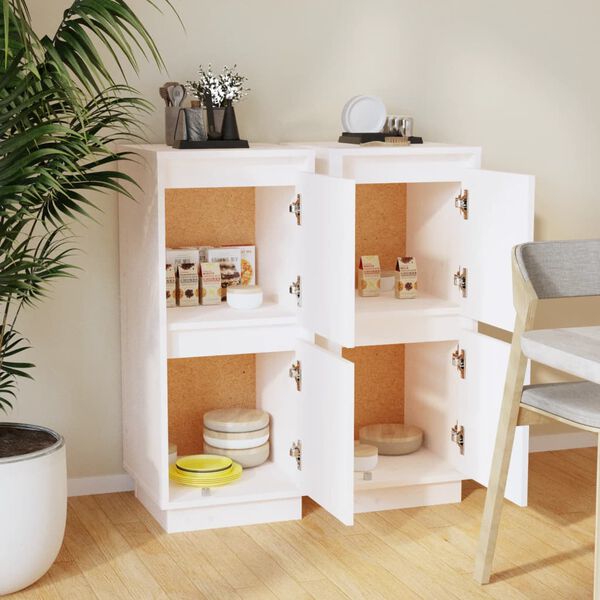 vidaXL Sideboards 2 pcs White 31.5x34x75 cm Solid Wood Pine
