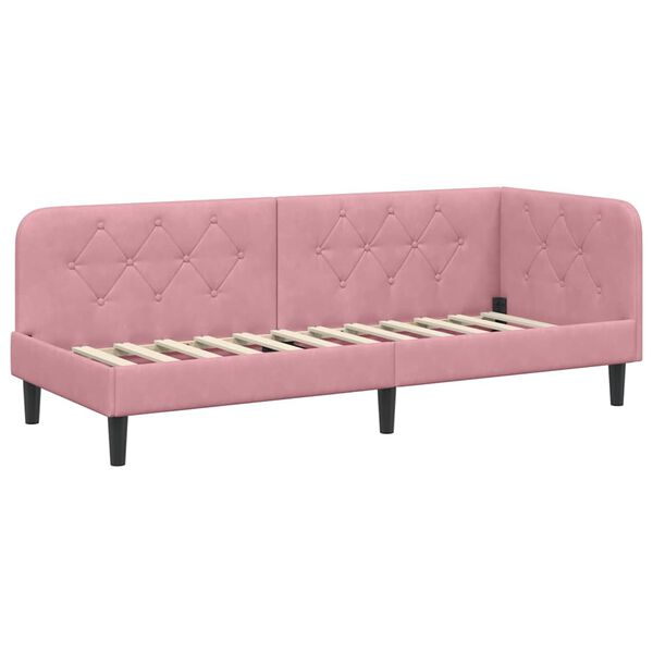 vidaXL Corner Bed Frame with Headboard Pink 80 x 200 cm Velvet