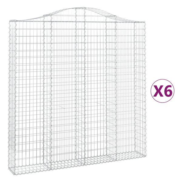 vidaXL Arched Gabion Baskets 6 pcs 200x30x200/220 cm Galvanised Iron