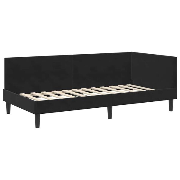 vidaXL Corner Bed Frame with Headboard Black 80 cm x 200 cm Velvet