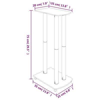 vidaXL Speaker Stands 2 pcs Black Tempered Glass 3 Pillars Design