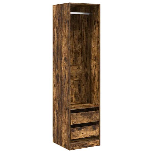 vidaXL Wardrobe with Drawers Smoked Oak 50x50x200 cm Engineered Wood