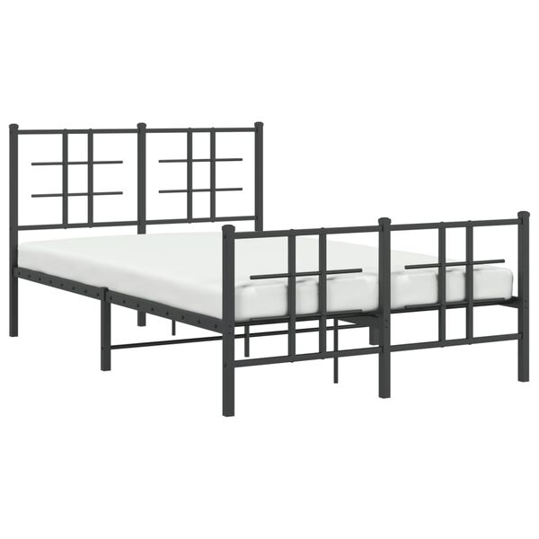 vidaXL Metal Bed Frame without Mattress with Footboard Black 120x190cm