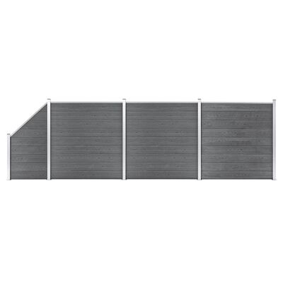 vidaXL WPC Fence Set 3 Square + 1 Slanted 619x186 cm Grey
