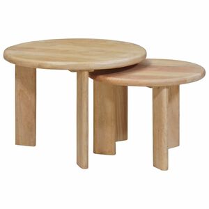 vidaXL Nesting Coffee Tables 2 pcs Black Solid Mango Wood