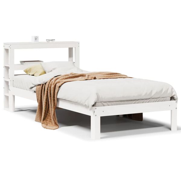 vidaXL Bed Frame with Headboard without Mattress White 90x200 cm