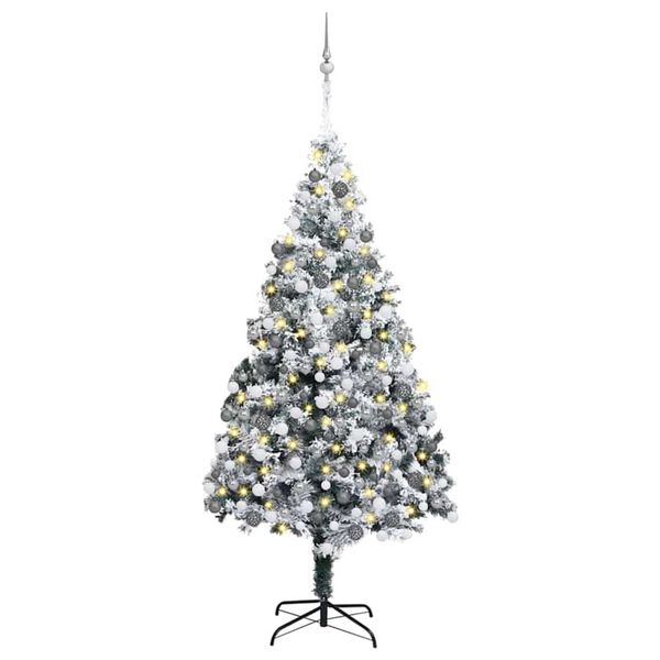 vidaXL Artificial Christmas Tree with 300 LEDs with Stand White 180 cm