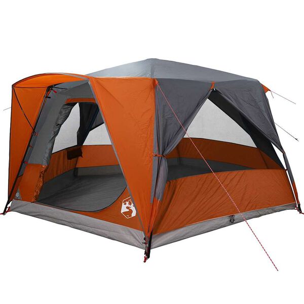 vidaXL Cabin Tent with Roof Grey and Orange 400 x 350 x 212 cm