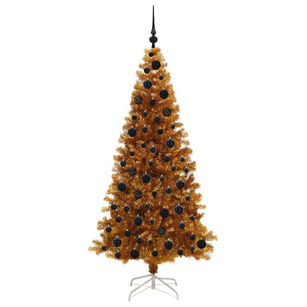 vidaXL Christmas Tree with 300 LEDs with Stand Gold 180 cm PET