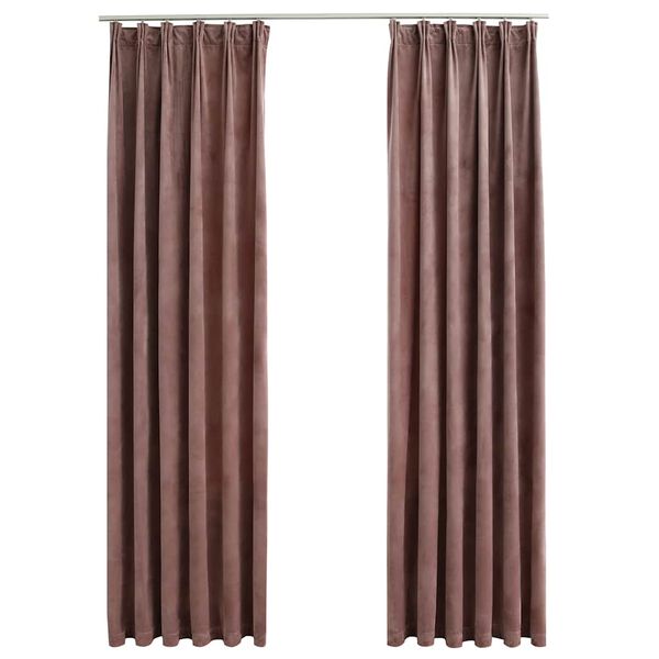 vidaXL Blackout Curtains 2pcs with Hooks Velvet Antique Pink 140x245cm