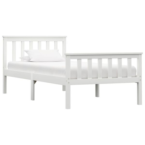vidaXL Bed Frame without Mattress White Solid Pinewood 90x200 cm