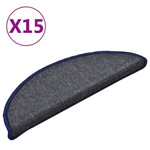 vidaXL Stair mats 15 pcs 56 x 17 x 3 cm Non-Slip Dark Grey and Blue