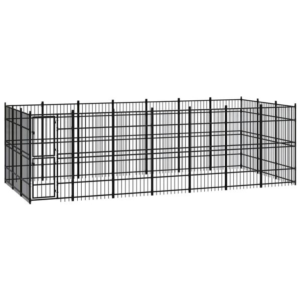 vidaXL Outdoor Dog Kennel Steel 19.35 m&sup2;