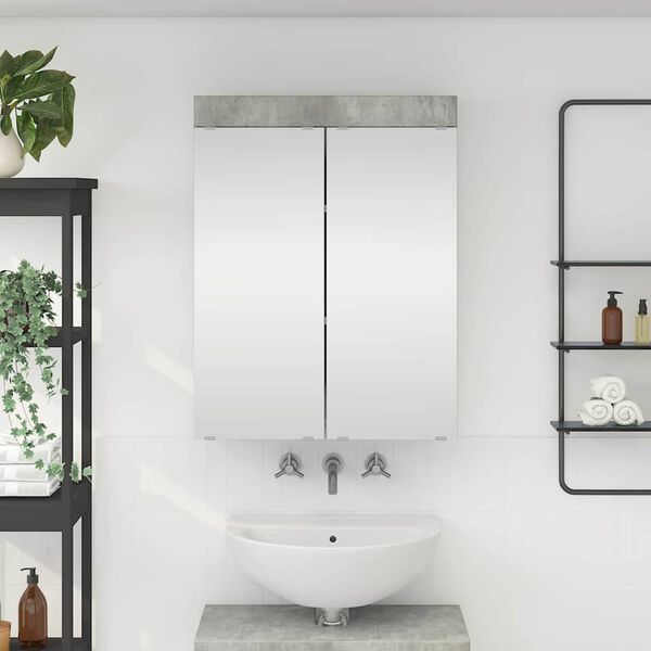 vidaXL Bathroom Mirror Cabinet TULUM Concrete Grey 60 x 16.5 x 78 cm