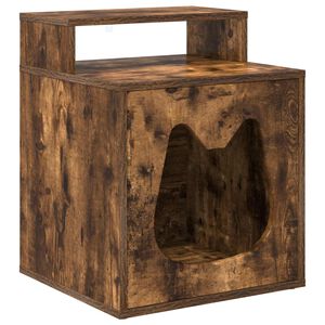 vidaXL Cat House Smoked Oak 42.5 x 40 x 53.5 cm Engineered Wood