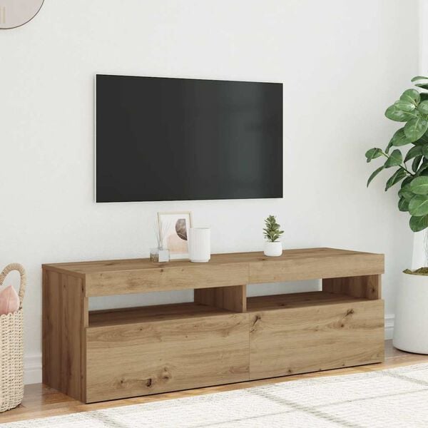 vidaXL TV Cabinet with LED Lights Artisan Oak 120x35x40 cm Engineered Wood