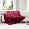 vidaXL Faux Rabbit Fur Blanket Bordeaux Red 220 x 240 cm Polyester