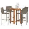 vidaXL 5 Piece Garden Bar Set Grey Solid Wood Acacia and Poly Rattan