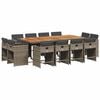 vidaXL 13 Piece Garden Dining Set with Cushions Grey Poly Rattan