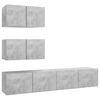 vidaXL 4 Piece TV Cabinet Set Concrete Grey Engineered Wood (804521+801476x2)