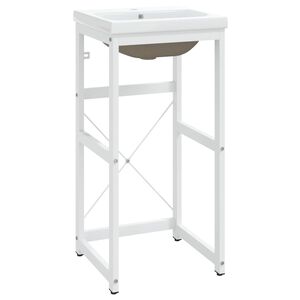 vidaXL Washbasin Frame With Basin | White | Ceramic | 43cm | Bathroom Furniture