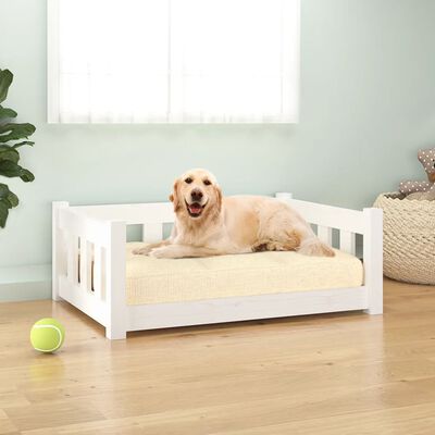 vidaXL Dog Bed White 75.5x55.5x28 cm Solid Wood Pine