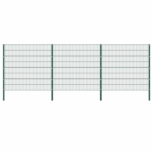 vidaXL Fence Panel with Posts Iron 522x160 cm Green
