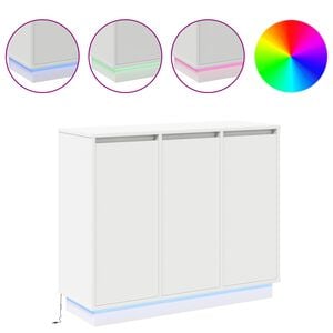 vidaXL LED Sideboard with Shelf White 90 x 32 x 75 cm Engineered Wood