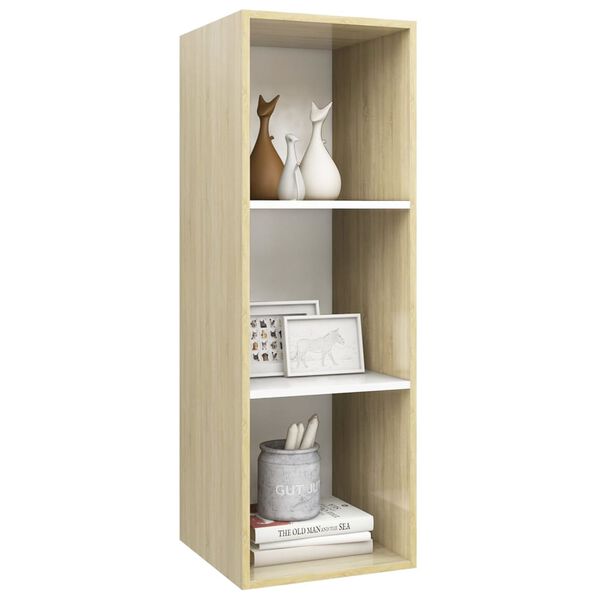vidaXL Wall-mounted TV Cabinet Sonoma Oak and White 37x37x107 cm Engineered Wood