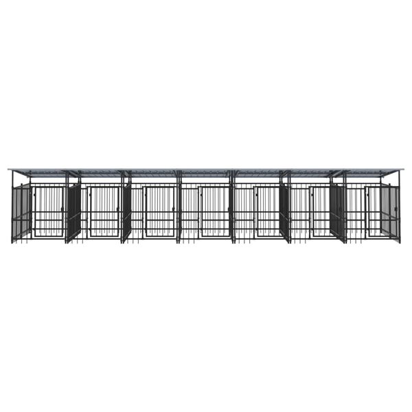 vidaXL Outdoor Dog Kennel with Roof Steel 13.14 m&sup2;