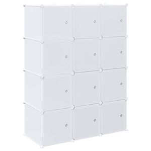 vidaXL Storage Cube Organiser with 12 Cubes and Hanging Rods PP