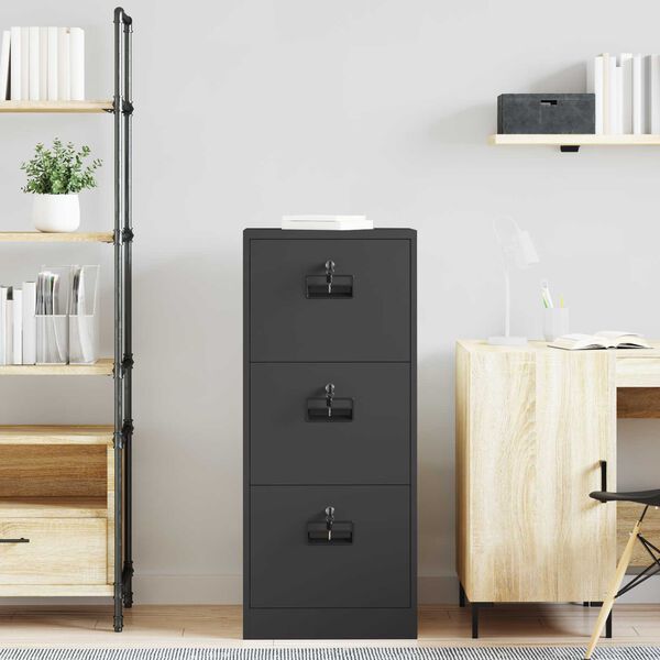 vidaXL File Cabinet Black 45.5 x 42 x 106.5 cm Cold-Rolled Steel