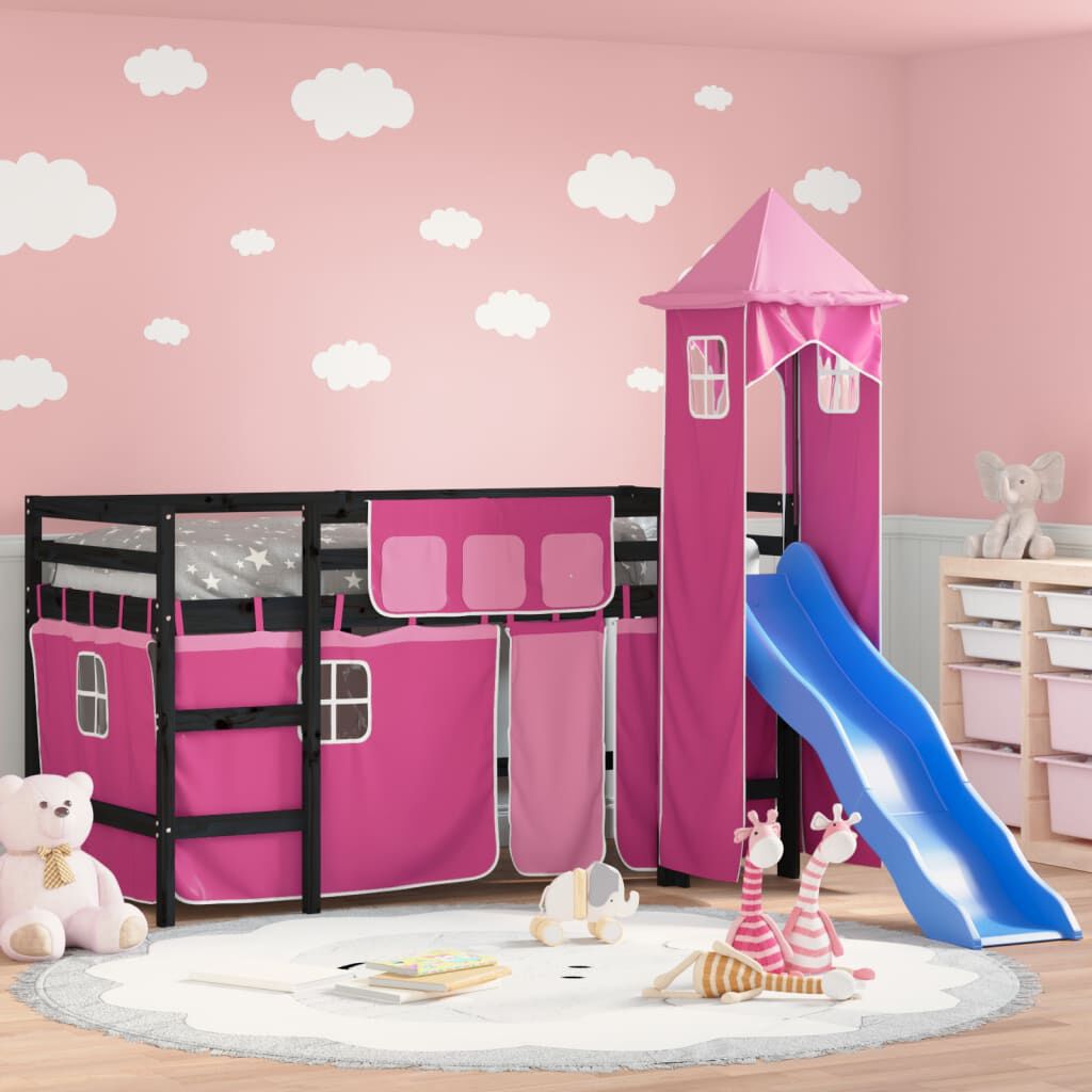 Pink loft bed with slide sale