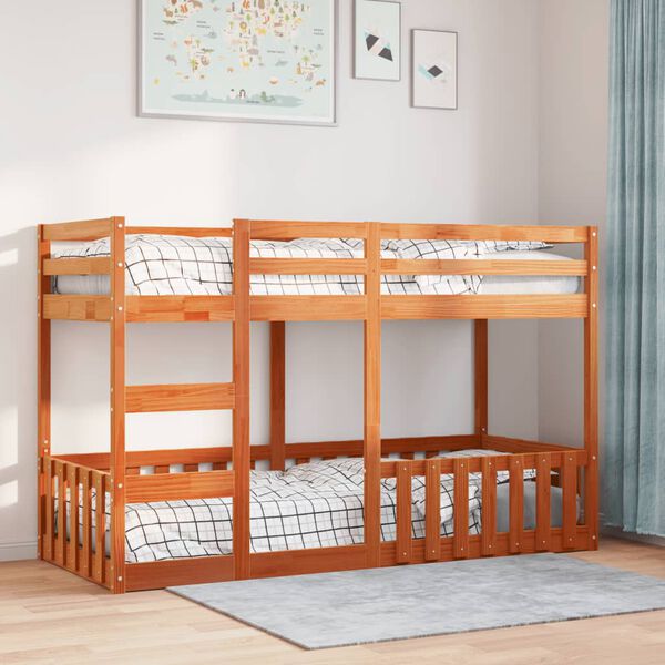 vidaXL Bunk Bed Wax Brown 90x190 cm Solid Wood Pine