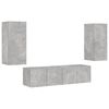 vidaXL 4 Piece TV Wall Units with LED Concrete Grey Engineered Wood