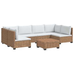 vidaXL 7 pcs Rattan Lounge Set with Cushions GENDT Natural Rattan