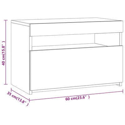 vidaXL TV Cabinets 2 pcs with LED Lights Grey Sonoma 60x35x40 cm