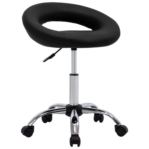 vidaXL Rolling Work Chair Black Faux Leather