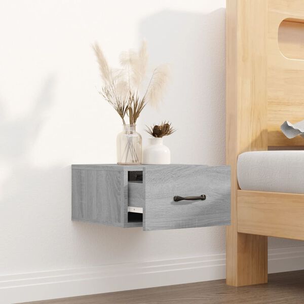vidaXL Wall-mounted Bedside Cabinet Grey Sonoma 35x35x20 cm