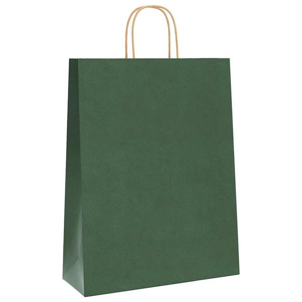 vidaXL Paper Bags 50 pcs with Handles Green 32x12x42 cm
