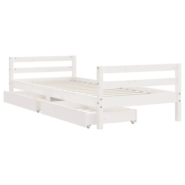 vidaXL Kids Bed Frame with Drawers White 80x200 cm Solid Wood Pine